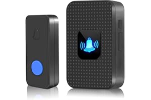 Nestling® Wireless Doorbell Chime Kit-1000 Ft Range 55 Chimes 5 Adjustable Volume Led Flash, Plug and Play Waterproof Door Bell Kit with 1 Plug-in Receiver & 1 Button for Home Black