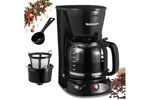 Nehilumn 12 Cup Drip Coffee Maker Machine, Coffee Pot Machine Permanent Coffee Filter,1.8L Glass Carafe Electric Coffee Maker,950W Black