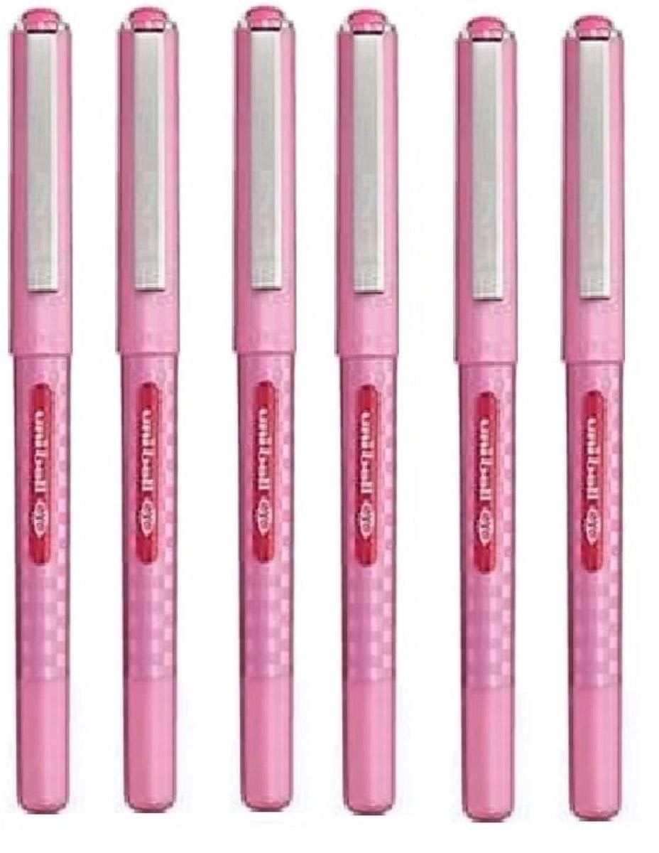 Uni Ball Eye Designer Pink Rollerball Pen Fine 0.7mm Nib Tip 0.5mm Line Width Designer Series Quick Drying Pigment Ink UB-157D (Pack Of 6)