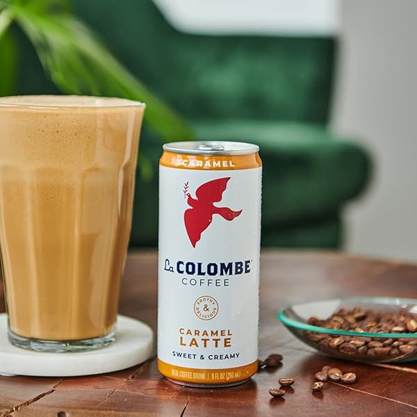 LA COLOMBE CARAMEL DRAFT LATTE – 9 FLUID OUNCE, 4 COUNT – COLD-PRESSED ESPRESSO AND FROTHED MILK + REAL CARAMEL – MADE WITH REAL INGREDIENTS – GRAB AND GO COFFEE