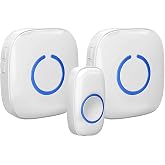 SadoTech Wireless Doorbells for Home, Apartments, Businesses, Classrooms, etc. - 1 Door Bell Ringer &amp; 2 Plug-In Chime Receiver, Battery Operated, Easy-to-Use, Wireless Doorbell w/LED Flash, White