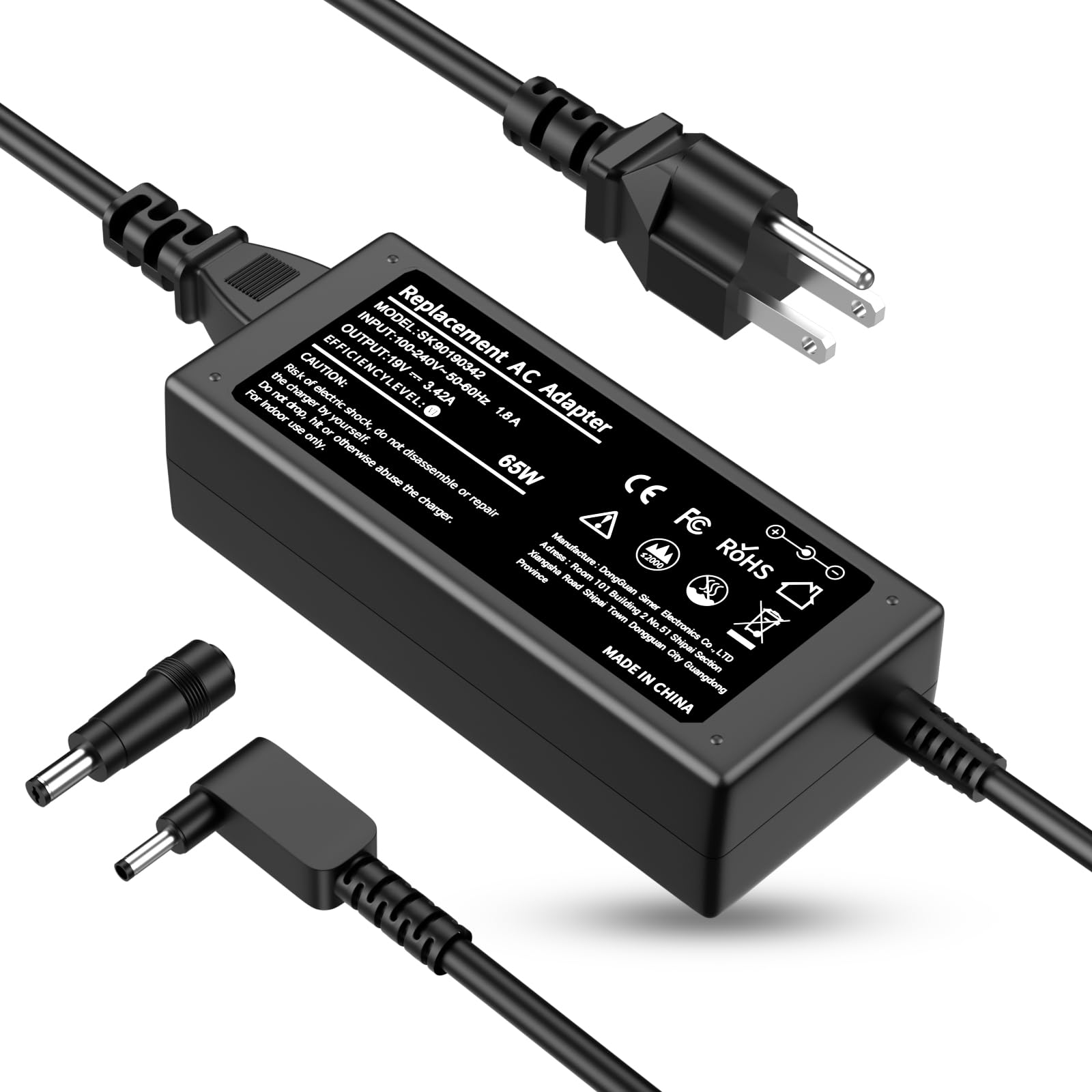 Photo 1 of N15Q8 N15Q9 N16P1 N20C5 65W 19V 3.42A Charger Replacement for Acer Laptop AC Adapter A13-045N2A A11-065N1A Pa-1450-26 Aspire 1 5 R15 Slim A515-54 Chromebook C738T C740 Spin 1 3 5 Swift 3 Power Cord
