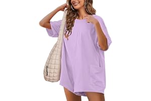 Ziqoty Women's Tee Rompers One Piece Short Sleeve Casual Athletic Overalls Workout Hot Shot Jumpsuits