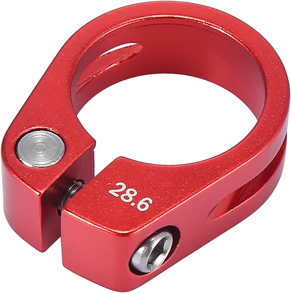 X AUTOHAUX 28.6mm Aluminium Alloy Bike Seat Post Clamp Red