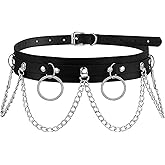 Punk Black Waist Chain Belt, Leather Body Chain, Women's Gothic Layered Rave Accessories