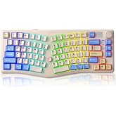 LEOBOG A75 Alice Keyboard, Tri-Mode Bluetooth/2.4G/USB-C Ergonomic Cute Creamy Keyboard with RGB Backlit Functional Knob Joystick, 75% Layout Hot-Swap Gasket Custom Keyboards for Win Mac PC Gamer-Blue