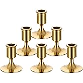 Sziqiqi Candlesticks Holder for Wedding Table Centerpiece - Gold Taper Candle Holders Candle Stick Holder Bulk for Christmas Candlelight Dinner Wedding Party Festival Decor 6 Pieces