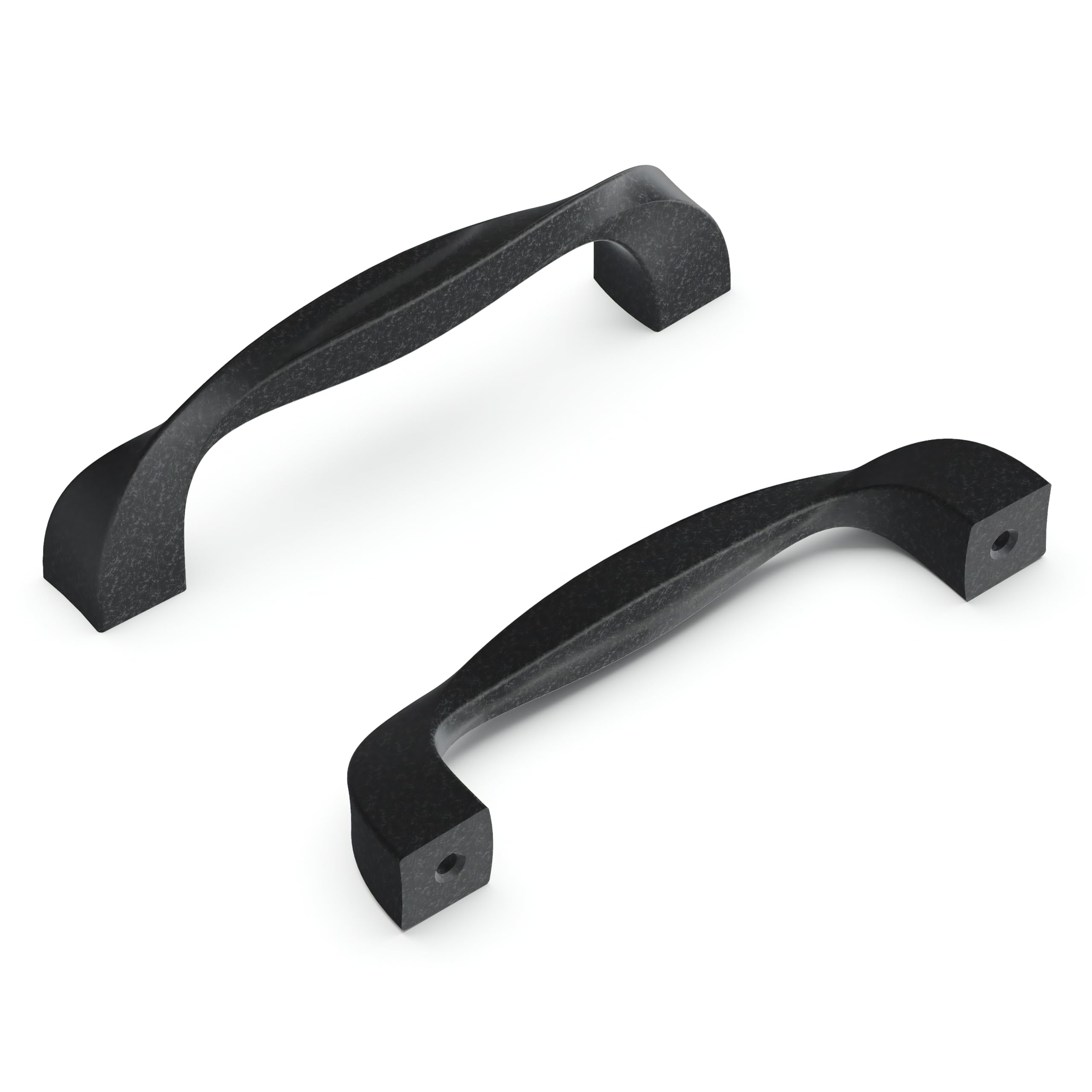 Photo 1 of Hickory Hardware 10 Pack Solid Core Kitchen Cabinet Pulls, Luxury Cabinet Handles, Hardware for Doors & Dresser Drawers, 3-3/4 Inch (96mm) Hole Center, Black Iron, Twist Collection