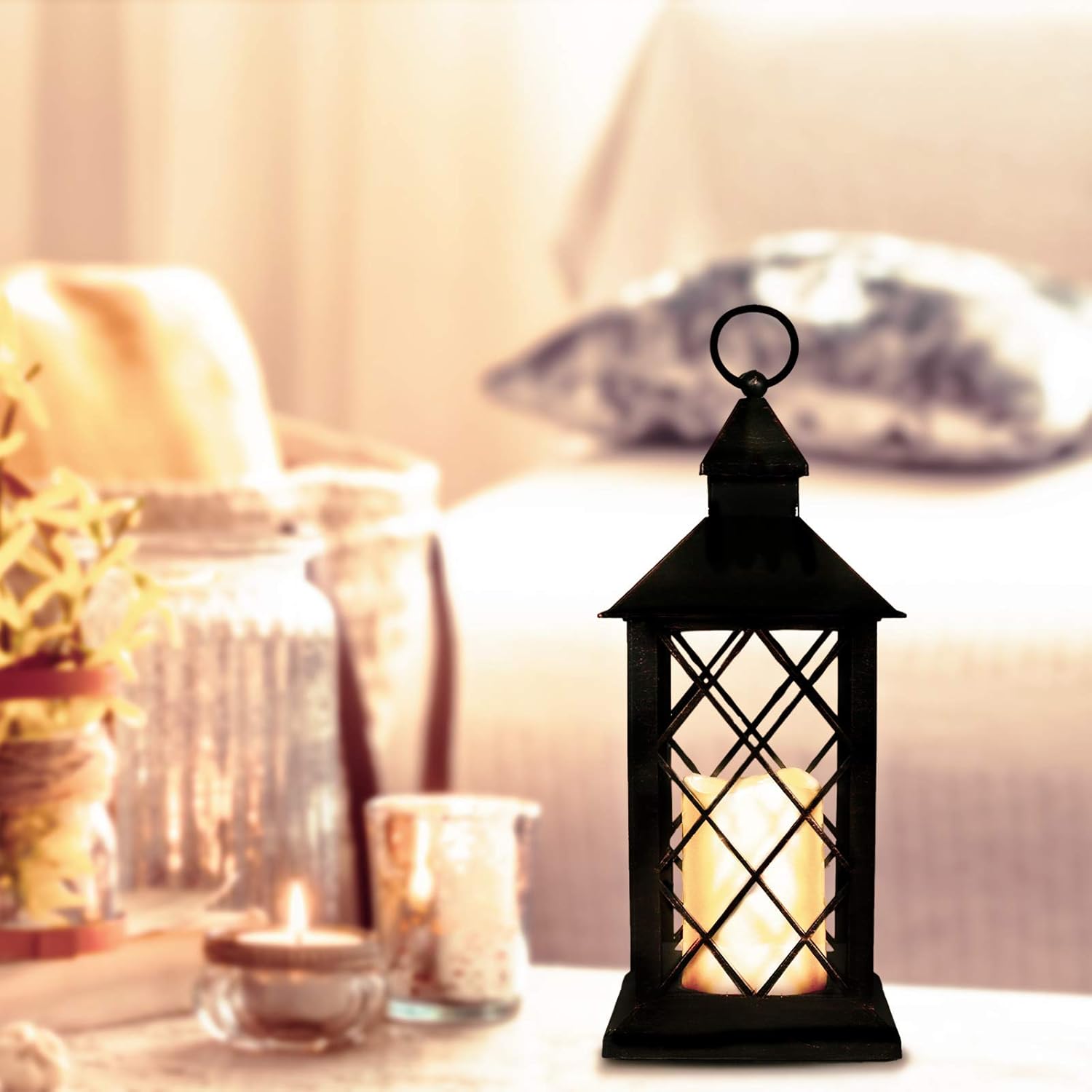 SA Products Candle Lantern Decorative Hanging Flame Effect Lantern