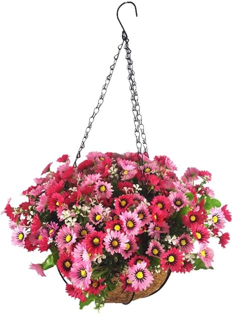 Amazon Mynse ハンギング ココバスケット 人工オランダ デイジーの花 室内装飾用 One Size インテリア オンライン通販