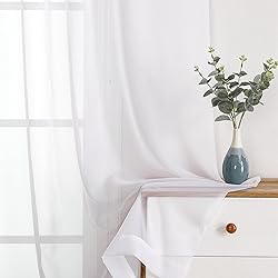 OVZME 2 Pack White Sheer Curtain Panels - 120