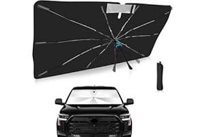 VEENJOY 2025 Upgrade Windshield Sun Shade Umbrella Custom Fit for Toyota Tundra 2022-2025 Foldable UV Protection Car Cover, Emergency Rain Shield & Dashboard Protector - Durable Auto Accessory