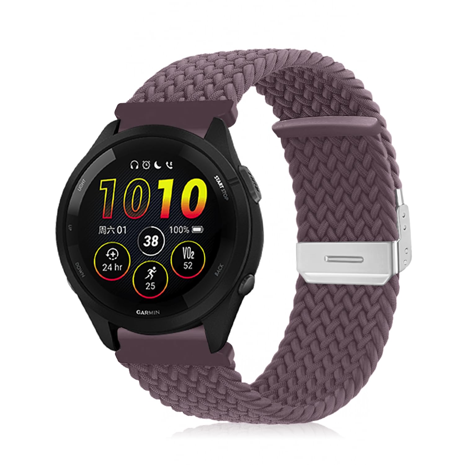 Niboow 22mm Strap for Garmin Venu 3/Venu 2/Vivoactive 4/Forerunner 265/Forerunner 255/Forerunner 255 Music, Elastic Nylon Watch Bands for Huawei Watch GT 4 46mm/Watch 4/Watch 4 Pro - Purple — image 1