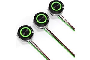 FILN 3PCS 12mm Momentary Push Button Switch 12v Touch Power Button Ultra-Thin Switch IP67 Waterproof 5v to 24v with Plug-in Quick Connect Terminals Green LED Illuminated（Green Zinc Aluminum Alloy