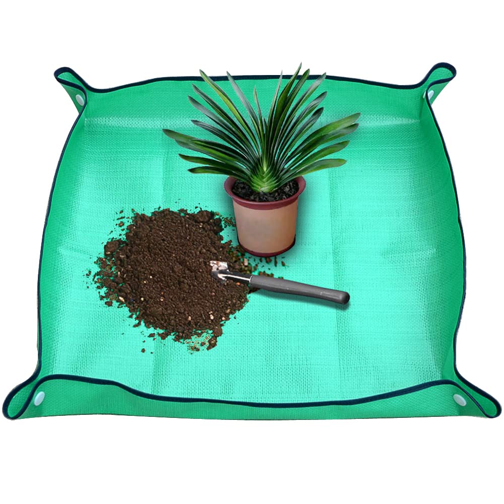 SisBroo Foldable Plant Potting Mat - Waterproof Indoor/Outdoor Garden Mat - 68 x 68cm (Green)
