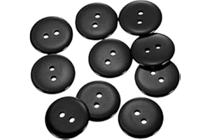 HARFINGTON 10pcs Resin Sewing Button, 20mm (3/4-inch) 2 Holes Round Craft Decorative Buttons for Coat, Clothes Holiday Decoration, Black