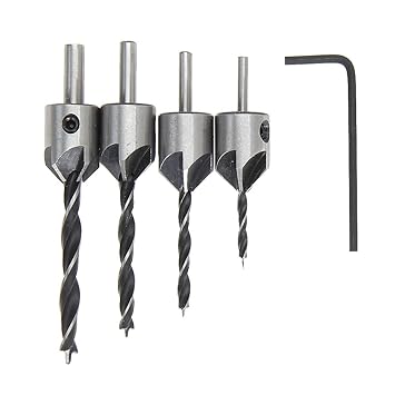 Generic 4pcs/lot 3mm-6mm Countersink Drill Bit Drill Press Set Reamer Woodworking Power Tools 5 Flute Chamfer Carpentry DIY