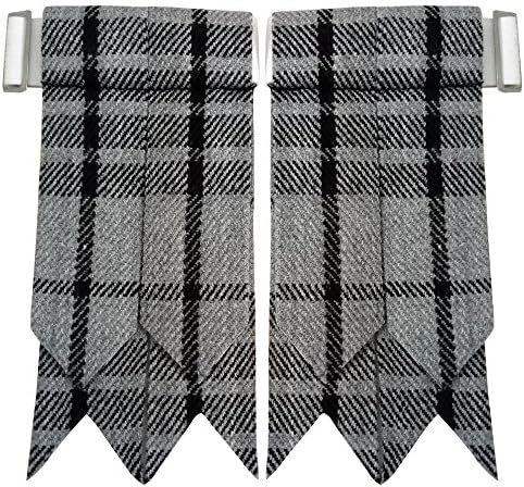 New Solid Plain Black, Royal Stewart Tartan Many More Kilt Flashes Multi Colors (Grey Watch)