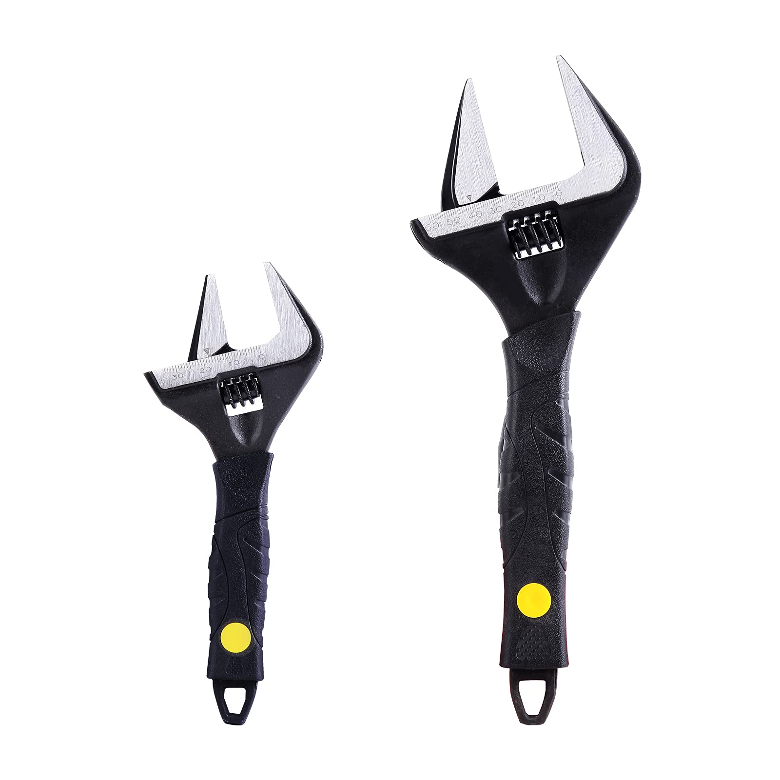 Sharp-tec Adjustable Spanner Set, Wide Jaw Opening Adjustable Wrench, Heavy-Duty Plumbing Tools for Plumbers, 6 inch/165mm and 12 inch/310mm