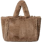 Women Tote Bag Fluffy Faux Fur Handbags Large Capacity Shopping Shoulder Bag Furry Clutch Handbag