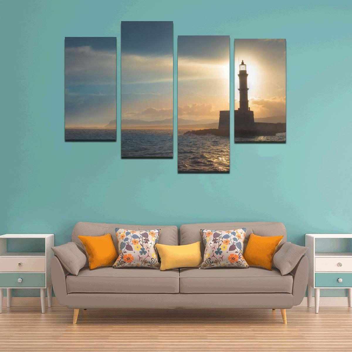 Amazon.com: 4 Pieces Room Wall Art Decor Lighthouse Sunset Ocean View