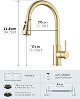 APPASO Gold Kitchen Tap with Pull Out Spray 3 Modes 360° Swivel view 6