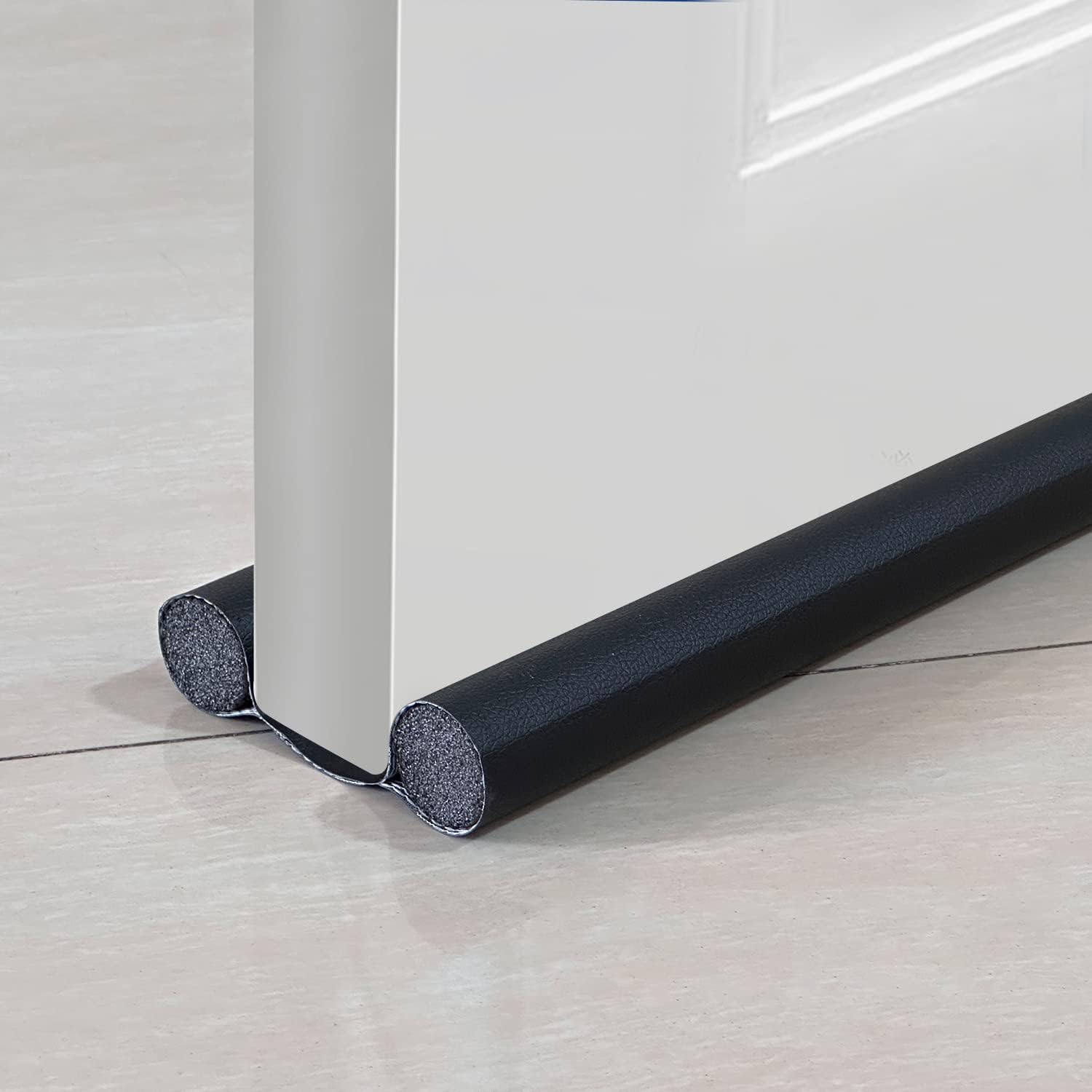 Draft Stoppers - Door Draft Stopper, Door Draft Blocker, Under Door Draft Insulator, Door Sweep Weather Stripping, Soundproof Noise Stopper None Adhesive Door Bottom Weather Stips, Black