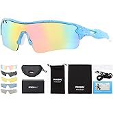 ITSCOOL Polarized Sports Sunglasses with 5 Interchangeable Lenses for Men Women Softball Baseball Running Cycling Glasses