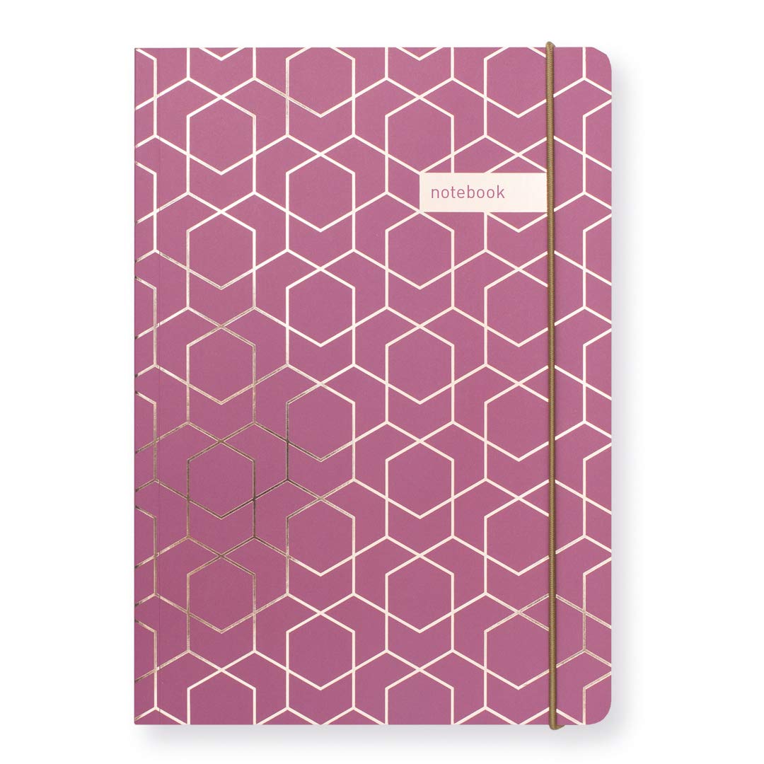 Matilda Myres A5 Lined Notebook with 192 Pages - Premium Hard Back Notebooks Lined for Journaling and Notes - Professional A5 Journal with Elastic Closure - Ideal Ruled Notebook - Plum & Rose Gold