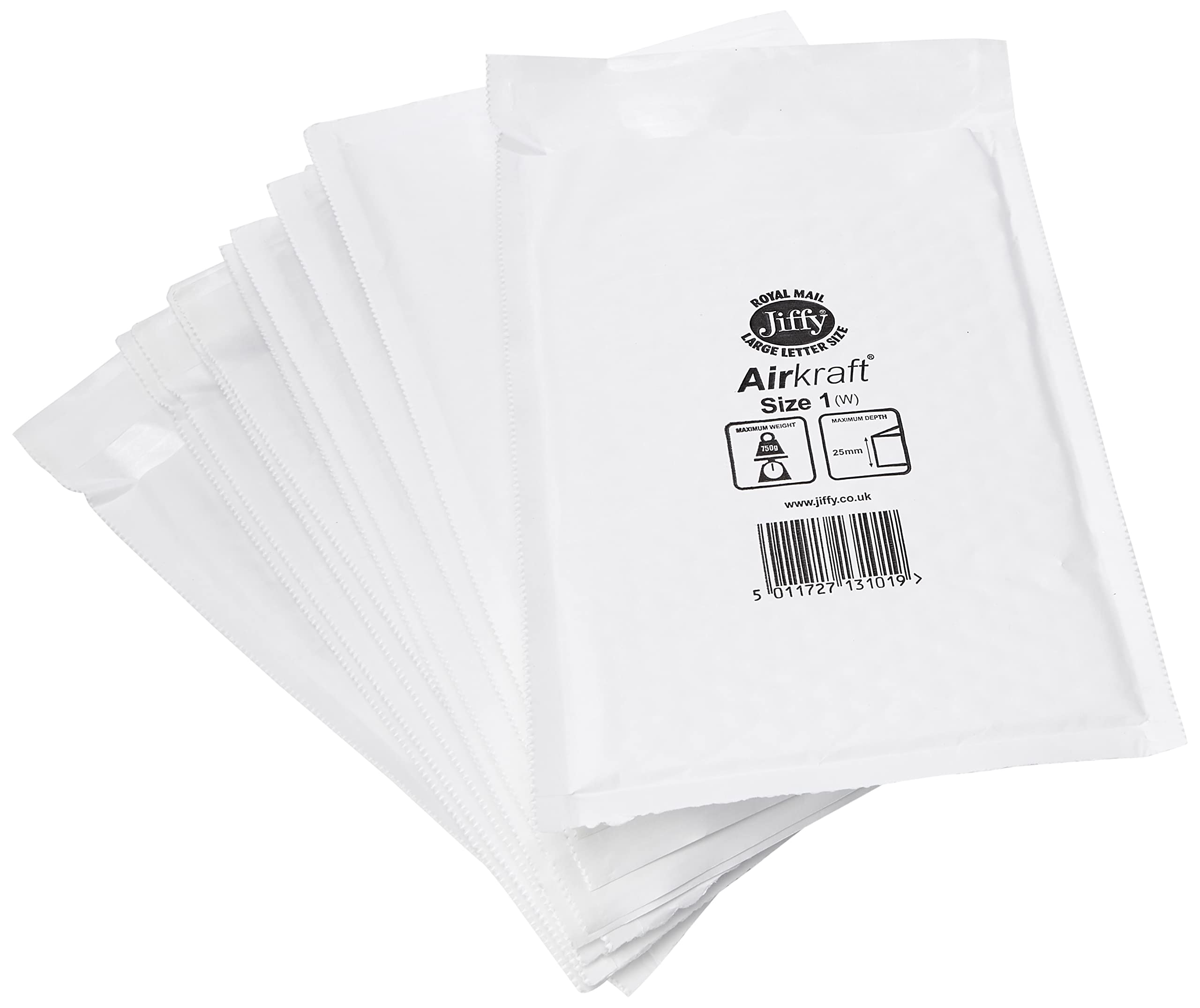 Jiffy Airkraft Postal Bags Bubble-lined Peel and Seal No.1 White 170x245mm Ref JL-AMP-1-10 [Pack of 10]
