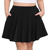 LassDazz Women's Plus Size Mini Skater Skirt Basic Versatile Stretchy Flared Casual Skirts with Pockets