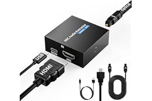 TIHOKILE 192KHz ARC Audio Extractor, HDMI ARC to Toslink/Optical+3.5mm AUX Output, HDMI to Optical Audio Adapter with Optical Cable, ARC to RCA Audio Converter for TV Amplifier Speaker/Soundbar/Headset