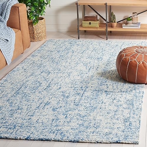 SAFAVIEH Abstract Collection Area Rug - 6' x 9', Blue & Ivory, Handmade Wool, I…