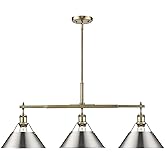 Golden Lighting 3306-LP AB-PW Orwell Linear Pendant, Transitional, Aged Brass with Pewter Shade