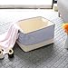TheWarmHome Decorative Basket Rectangular Fabric Storage Bin Organizer Basket with Handles for Clothes Storage (Blue Strip, 15.7L*11.8W*8.3H)