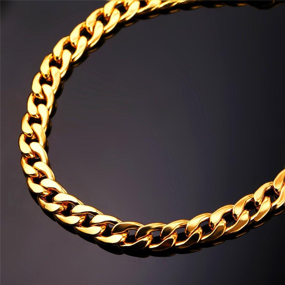 Barefoot Jewelry 18K Gold Plated Cuban Chain Anklet Women/Men Foot Bracelet, 22-27 CM Long: Clothing