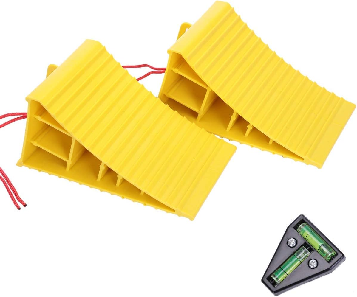 Homeon Wheels RV Camper Large Wheel Chocks with Handle and Rope for Safety-Car Chocks, Tire Chocks, Trailer Solid Heavy Duty Wheel Chocks-2 Packs.(Yellow): Automotive