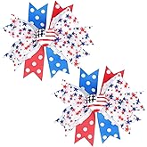 Patriotic Hair Bows for Girls American Flag Hair Clip for Independence Day Hair Accessories for Little Girls 4th of July Festive Hair Bows Barrettes for Long Short Hair, 2 Pcs