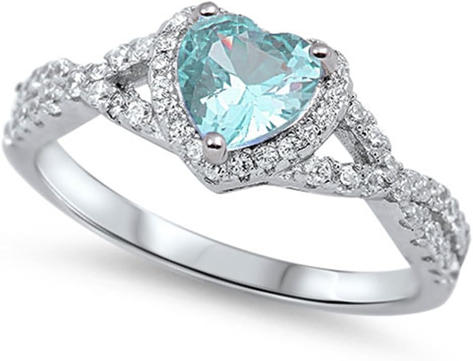 Oxford Diamond Co Sterling Silver Heart Halo Cubic Zirconia Promise Ring