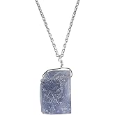 Raw Gemstone Necklace Silver