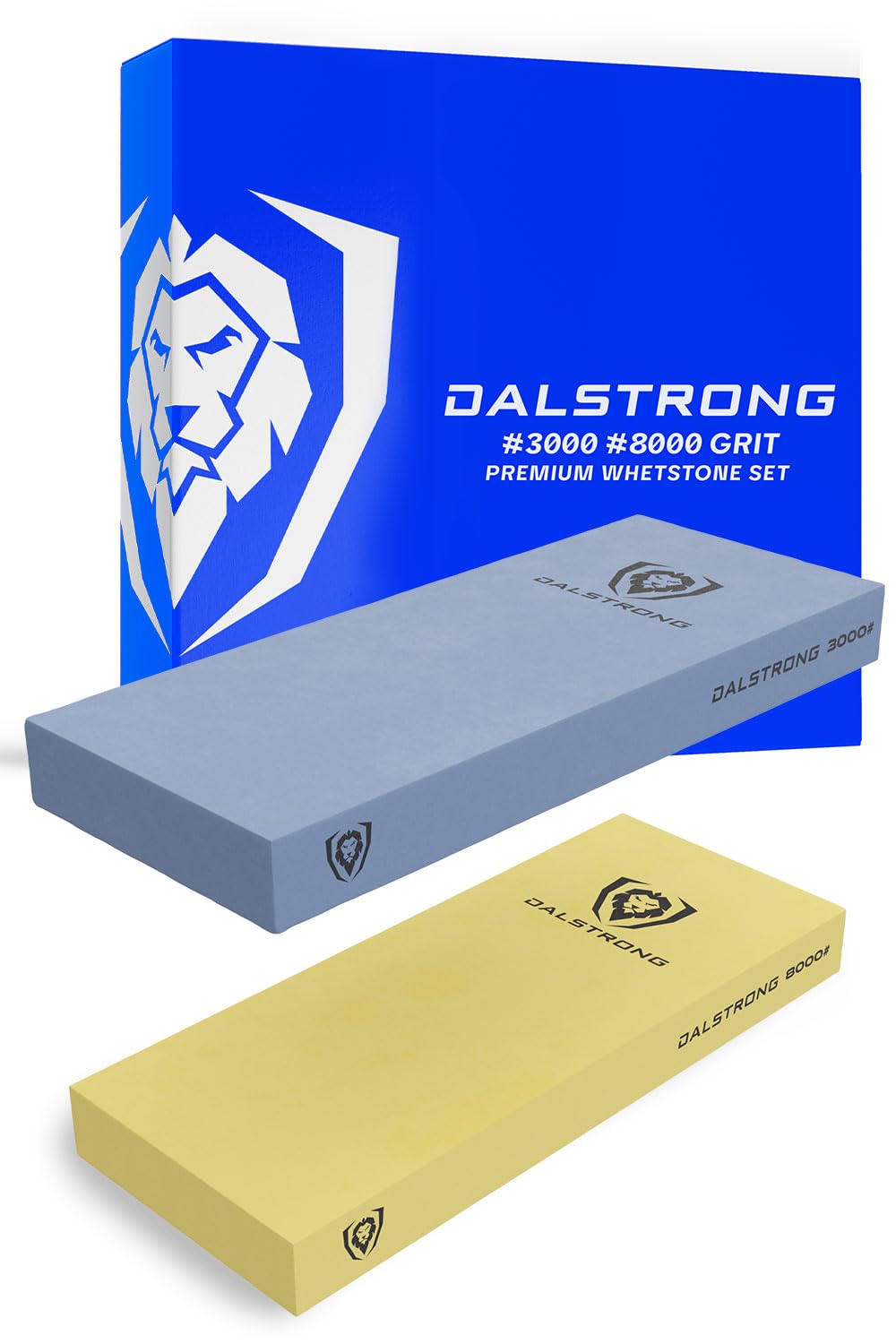 DALSTRONG Premium Whetstone Kit - #3000/#8000 Knife Sharpening Kit - Extra Large Grit Stones - Top-Grade Corundum - Thick Knife Sharpening Stone - Whetstone Set Knife Sharpener - Ultra-Durable