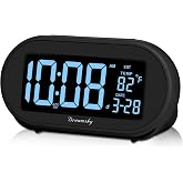 DreamSky Alarm Clocks for Bedrooms, Auto Set Digital Clock with Date &amp; Temp | Electric Desk Clock with Dimmable Brightness Dimmer for Bedside Nightstand, Auto DST, USB Port, Temperature, Snooze