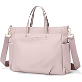 Laptop Tote Bag 15.6 Inch, Computer Shoulder Bag Large Work Tote Bag for Women, Laptop Carrying Case Stylish Handbag for Business Travel (Pinkish Grey)