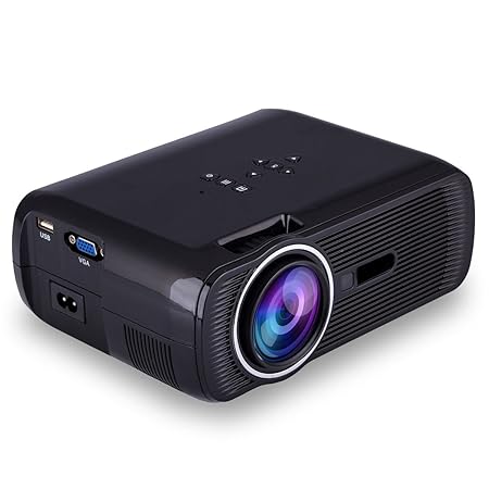 Yuntab Portable Video Mini Projector BL80 1200 Lumens 4 inch LED Home Theater Support PC Laptop TV Box With HDMI TV VGA AV USB SD 1080P For Home Cinema Theater Child Games (Black)