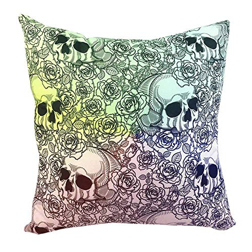 Alisy Halloween Throw Pillows, Bat Pumpkin Skull Head Cushion Covers Lumbar Pillowases for Sofa Bed Home Garden Outdoor Decor