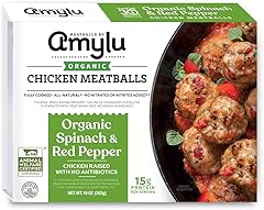 Amylu Foods Organic Spinach & Red Pepper Chicken Meatballs, Natural Ingredients, 15g of Protein, Chicken Raised with No Antib