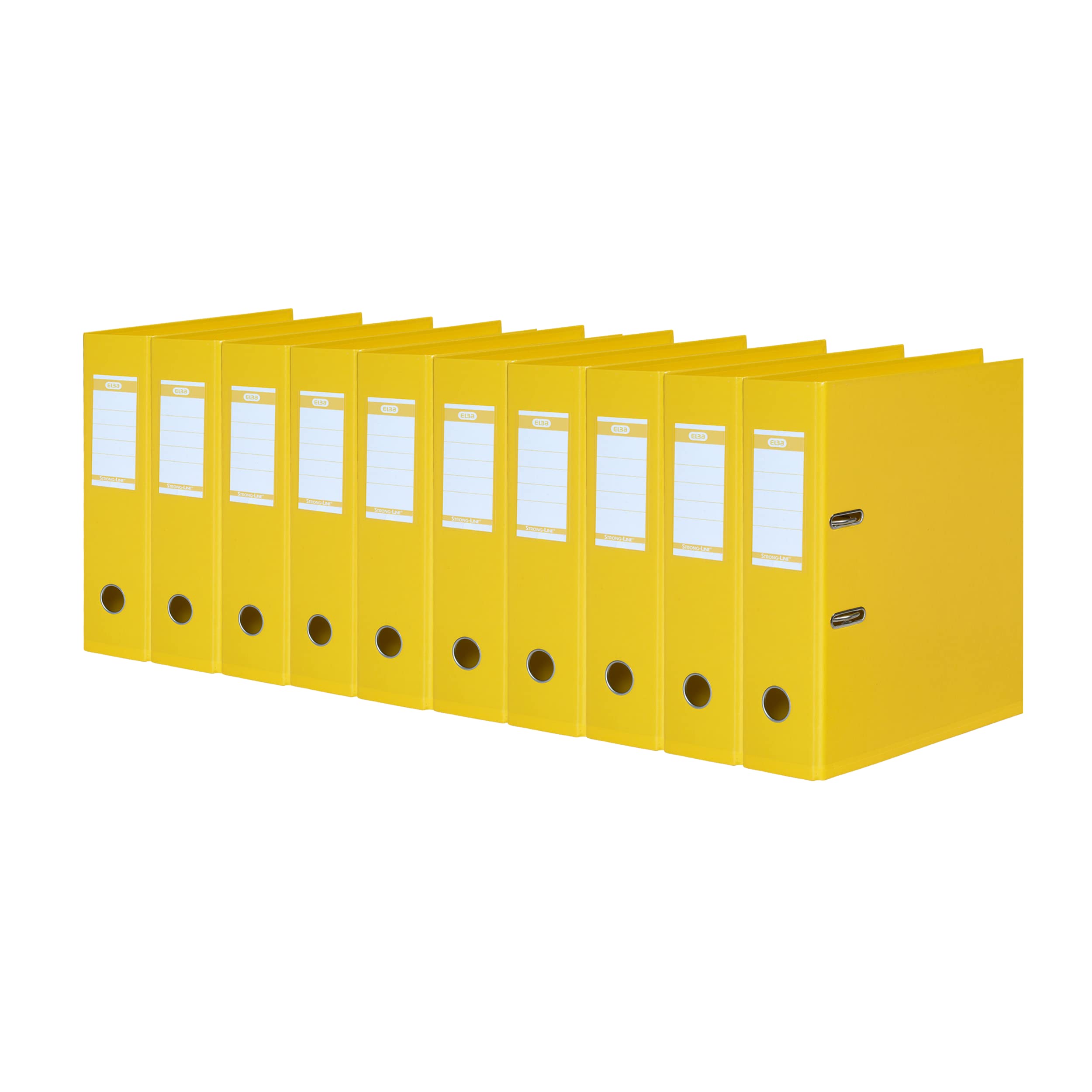 Elba 10 x A4 Strong Line 8cm Wide Plastic Folder - Yellow