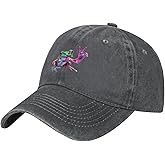 VunKo Peace Colorful Frog Tie Dye Cool Deep Heather Vintage Distressed Adjustable Washed Denim Cotton Low Profile Mens Dad Trucker Hat Black Fitted Baseball Ball Cap for Men Unisex Headwear
