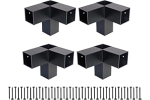 NTIIBCUY 4x4 Pergola Kit, (Inner Size:3.7"x3.7") Pergola Brackets 3-Way Right Angle Corner Bracket for Wood Stand, DIY Pergola Bracket Kit with Screws for Patio Pergolas, Gazebos, Log Cabin