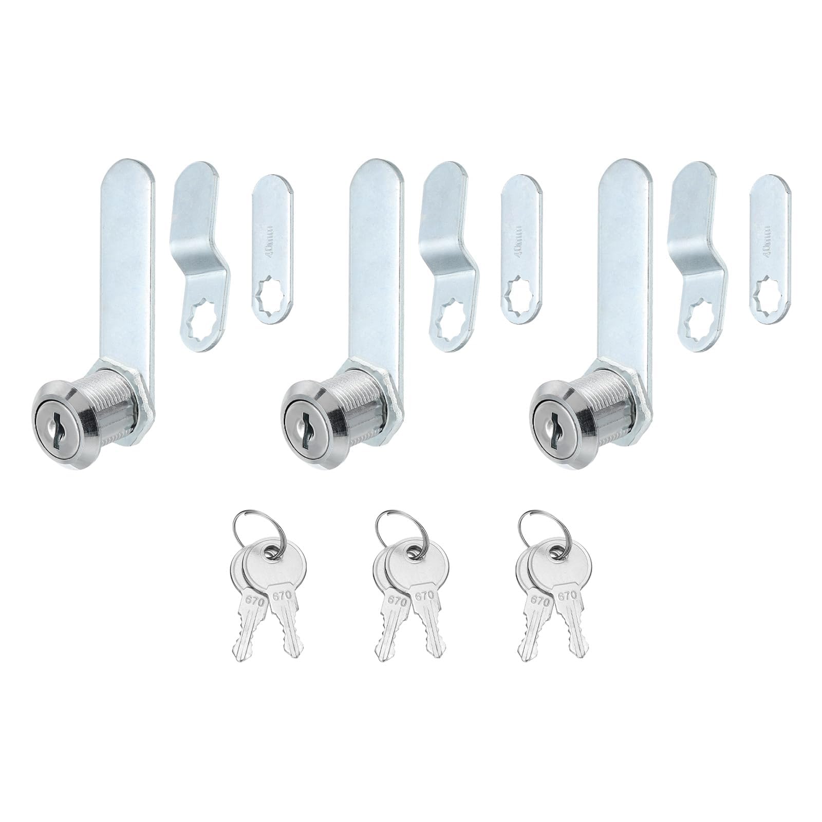 PATIKIL 3/4 Inch Cabinet Locks with Keys, 3 Pack Zinc Alloy Cam Lock Cylinder RV Lock Set Key Different for Cabinet RV Drawer Storage Door Tool Box, Silver
